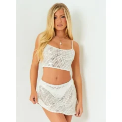 Missy Empire Knitted Cami Top in White