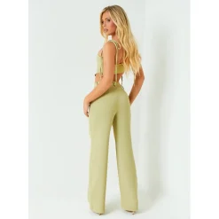 Missy Empire Leg Trousers in Green