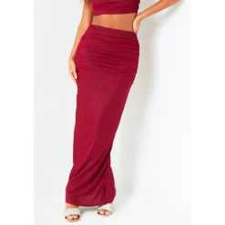 Missy Empire Mesh Maxi Skirt in Red