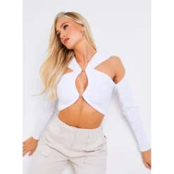 Missy Empire Out Knit Top in White