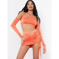 Missy Empire Out Tie Mini Skirt in Orange
