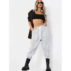 Missy Empire Real Slogan Joggers in White