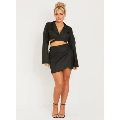 Missy Empire Wrap Mini Skirt in Black