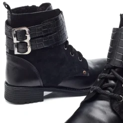 Moda in Pelle Ankle Block Heel Boots in Black