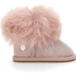 Monnalisa Bow Fur Boots in Pink