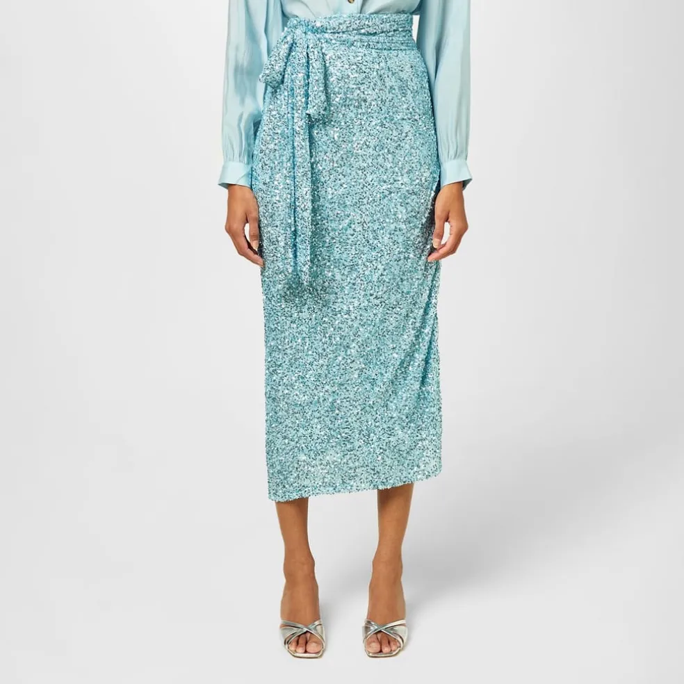 Never Fully Dressed Blue Sequin Jaspre Skirt in Blue