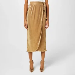 Never Fully Dressed Plisse Jaspre Skirt in Gold