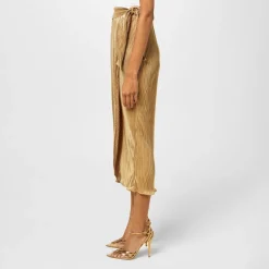 Never Fully Dressed Plisse Jaspre Skirt in Gold