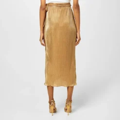 Never Fully Dressed Plisse Jaspre Skirt in Gold