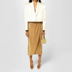 Never Fully Dressed Plisse Jaspre Skirt in Gold