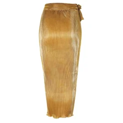 Never Fully Dressed Plisse Jaspre Skirt in Gold