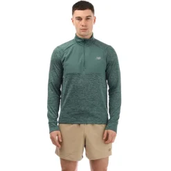 New Balance Athletics Heat Grid 1/2 Zip Top in Green