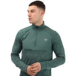 New Balance Athletics Heat Grid 1/2 Zip Top in Green