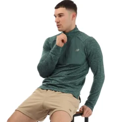 New Balance Athletics Heat Grid 1/2 Zip Top in Green