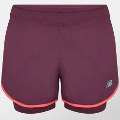New Balance Balance 2in1 Running Shorts with Curved Hem in Purple