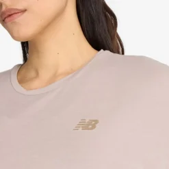 New Balance Drapey Jersey Oversized T-Shirt in Beige
