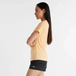 New Balance Jacquard Slim T-Shirt in Peach