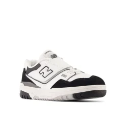 New Balance Juniors 550 Bungee Lace with Top Strap Shoes in White