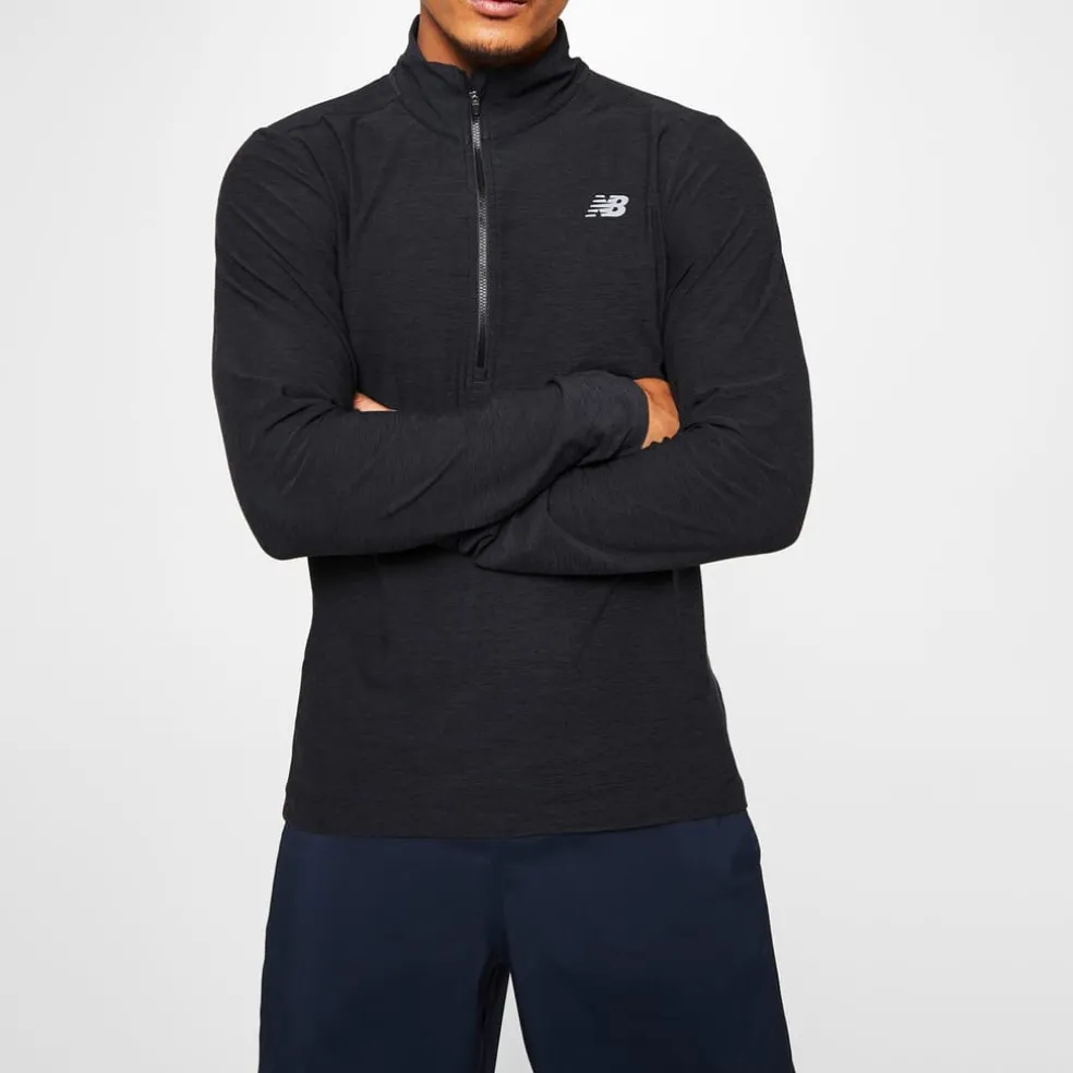 New Balance Mens 4 Zip Top in Grey