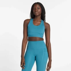 New Balance Sleek Medium Support Pocket Sports Bra in Blue