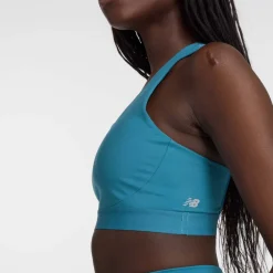 New Balance Sleek Medium Support Pocket Sports Bra in Blue