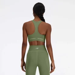 New Balance Sleek Medium Support Sports Bra in olive
