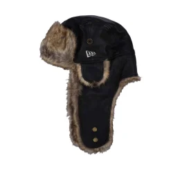 New Era Image Leather Trapper Hat in Black