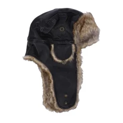 New Era Image Leather Trapper Hat in Black