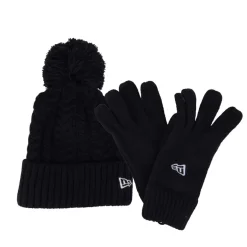 New Era Juniors Cable Beanie Set in Navy