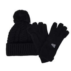 New Era Juniors Cable Beanie Set in Navy