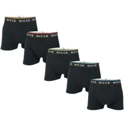 NICCE Mens Foxwell 5 Pack Boxer Shorts in Black