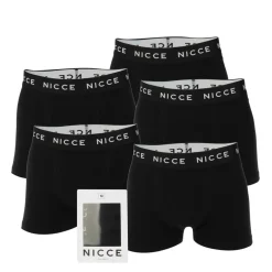 NICCE Mens Galan 5 Pack Boxer Shorts in Black