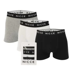NICCE Mens Luzern 3 Pack Boxer Shorts in Black Grey White