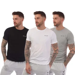 NICCE Mens Sully 3 Pack T-Shirts in Black Grey White