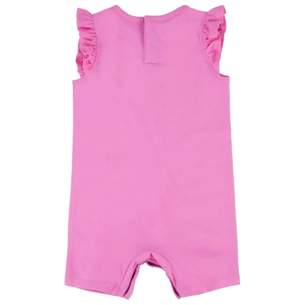 Nike Full Zip Crew Neck Short Sleeve Romper in Pink