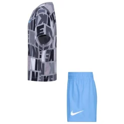 Nike Girls Knitted T-Shirt & Shorts Set in Blue