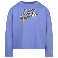 Nike Girls Notebook Long Sleeve Knit Top in Blue