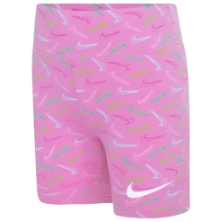 Nike Girls Swoosh Logo Bike Shorts in Blue