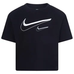Nike Girls Swoosh Logo Boxy T-Shirt in Black