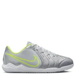 Nike Jr. Tiempo Legend 10 Academy Little Big Kids Indoor Court Low Top Football Shoes in Silver
