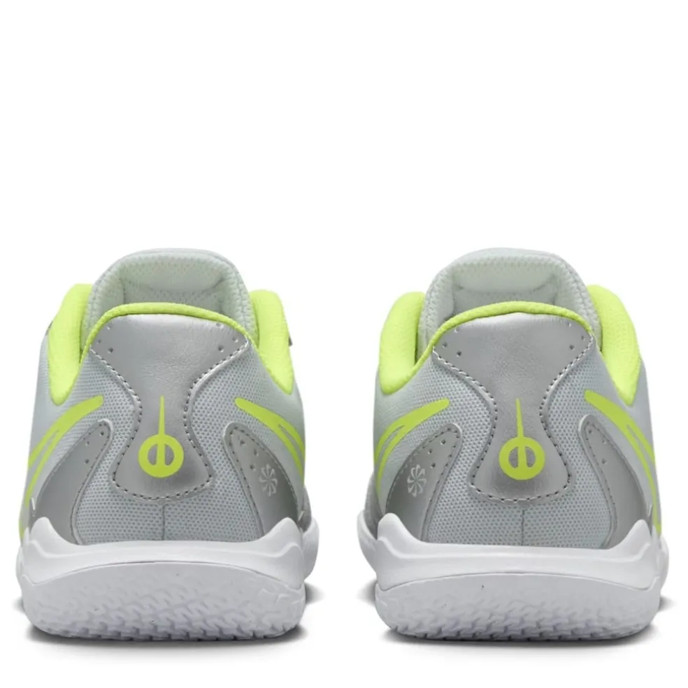 Nike Jr. Tiempo Legend 10 Academy Little Big Kids Indoor Court Low Top Football Shoes in Silver