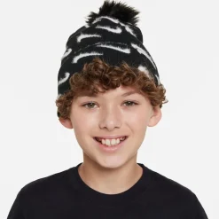 Nike Junior Peak Pom Beanie in Black