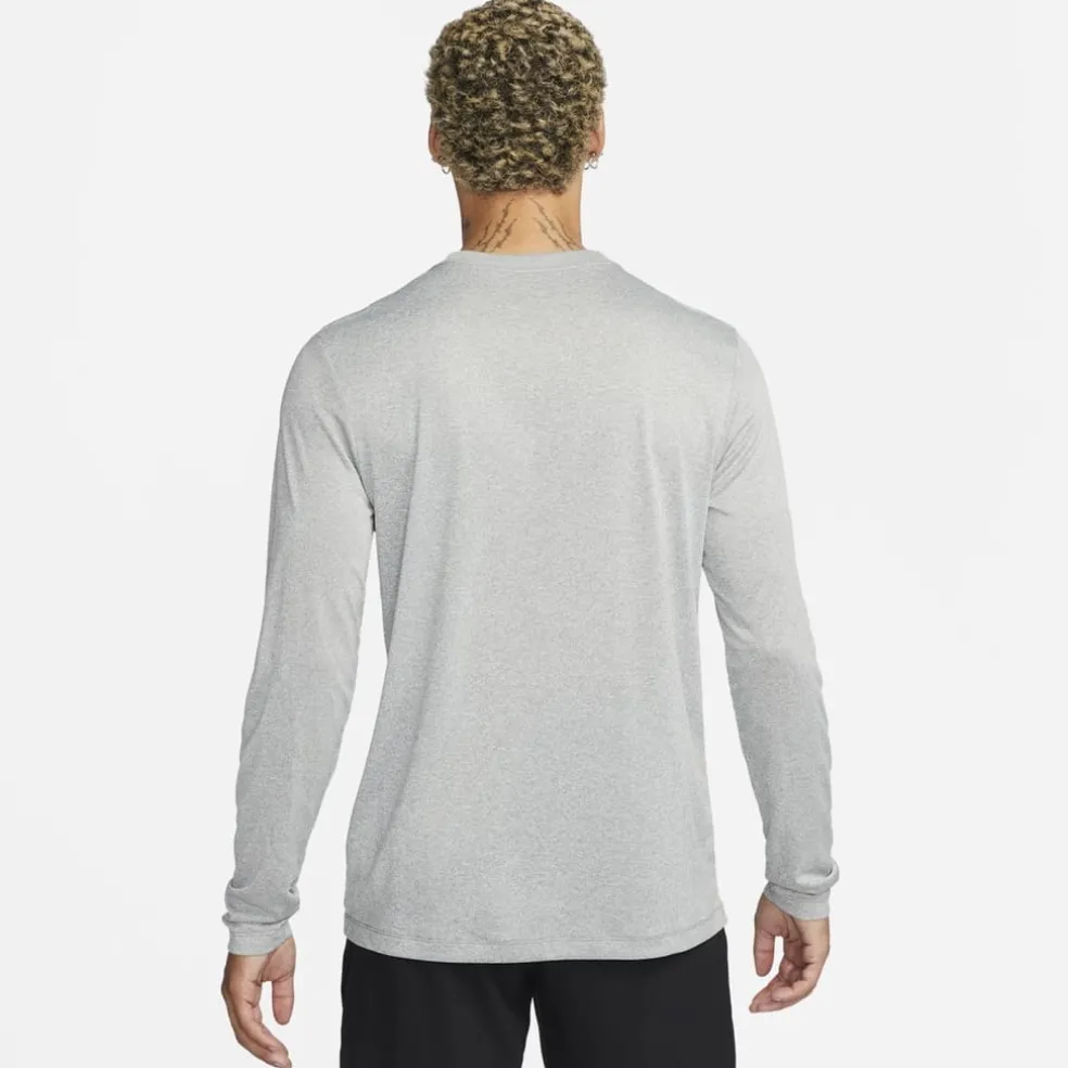 Nike Legend Long Sleeve Crew Neck T-Shirt in Grey