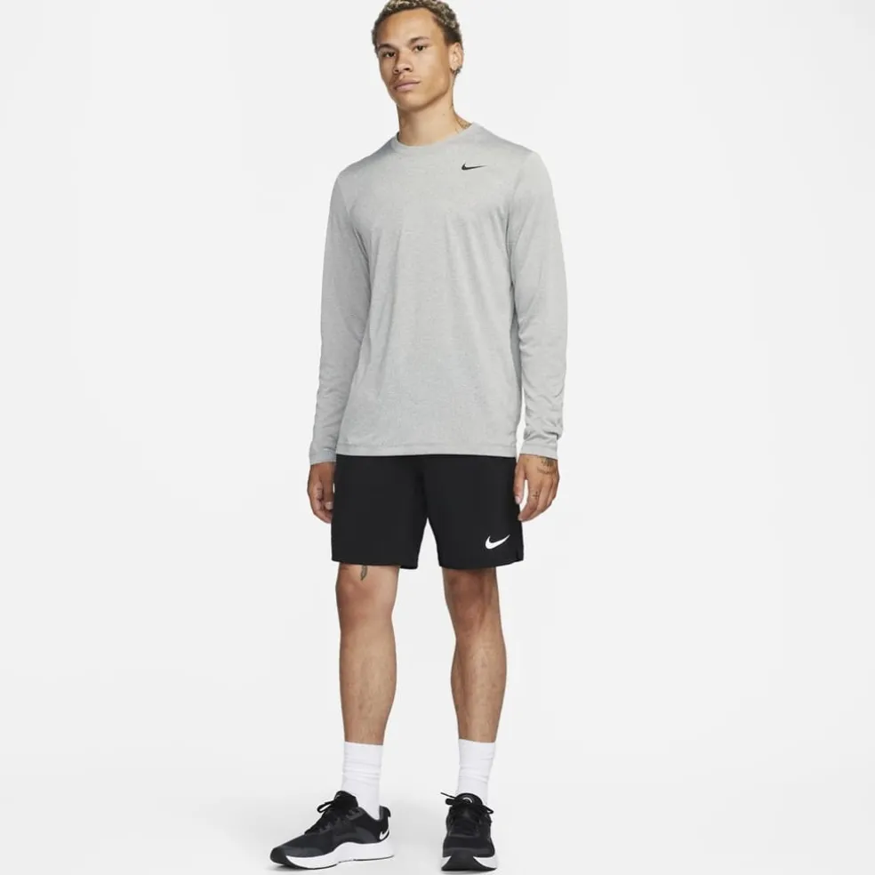 Nike Legend Long Sleeve Crew Neck T-Shirt in Grey