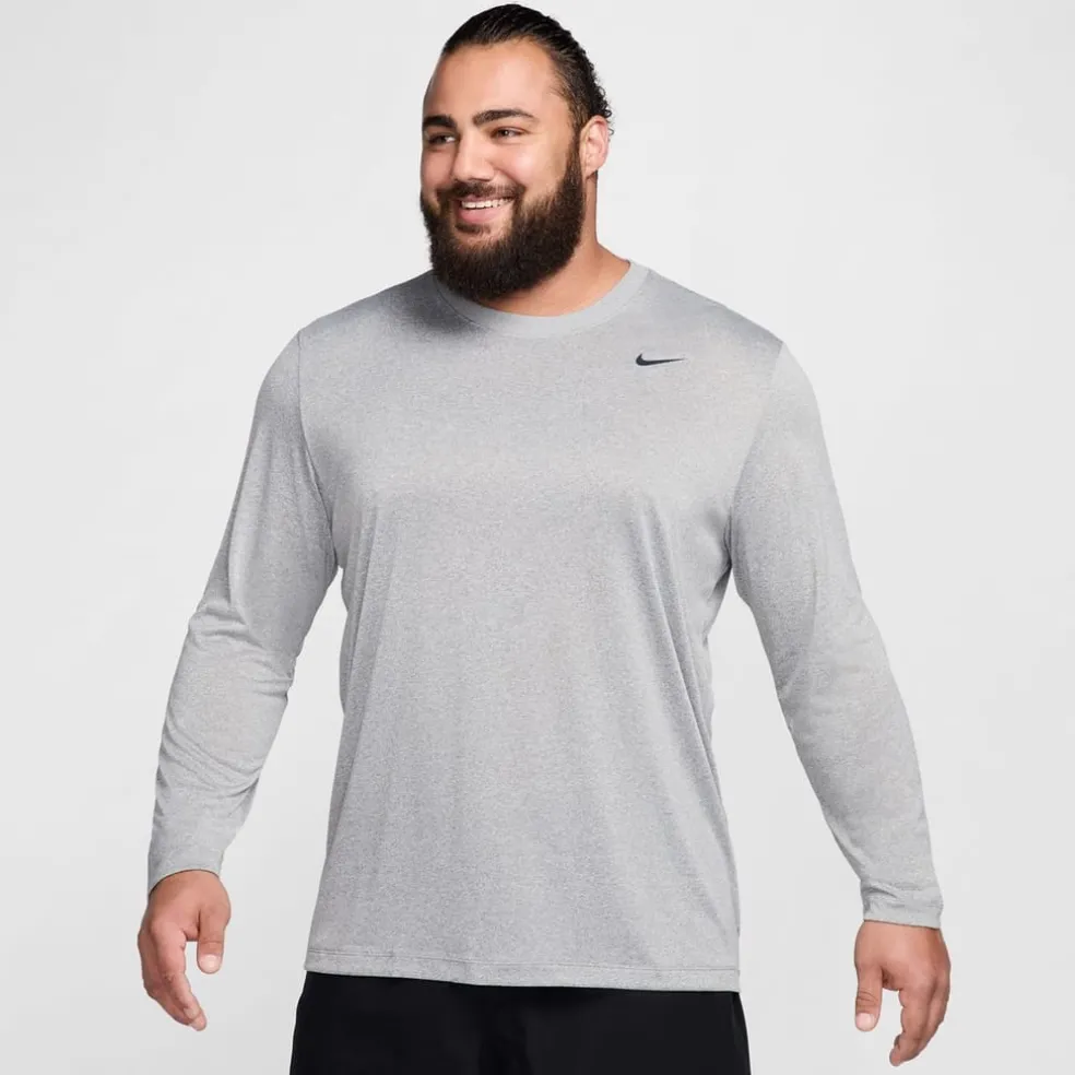 Nike Legend Long Sleeve Crew Neck T-Shirt in Grey
