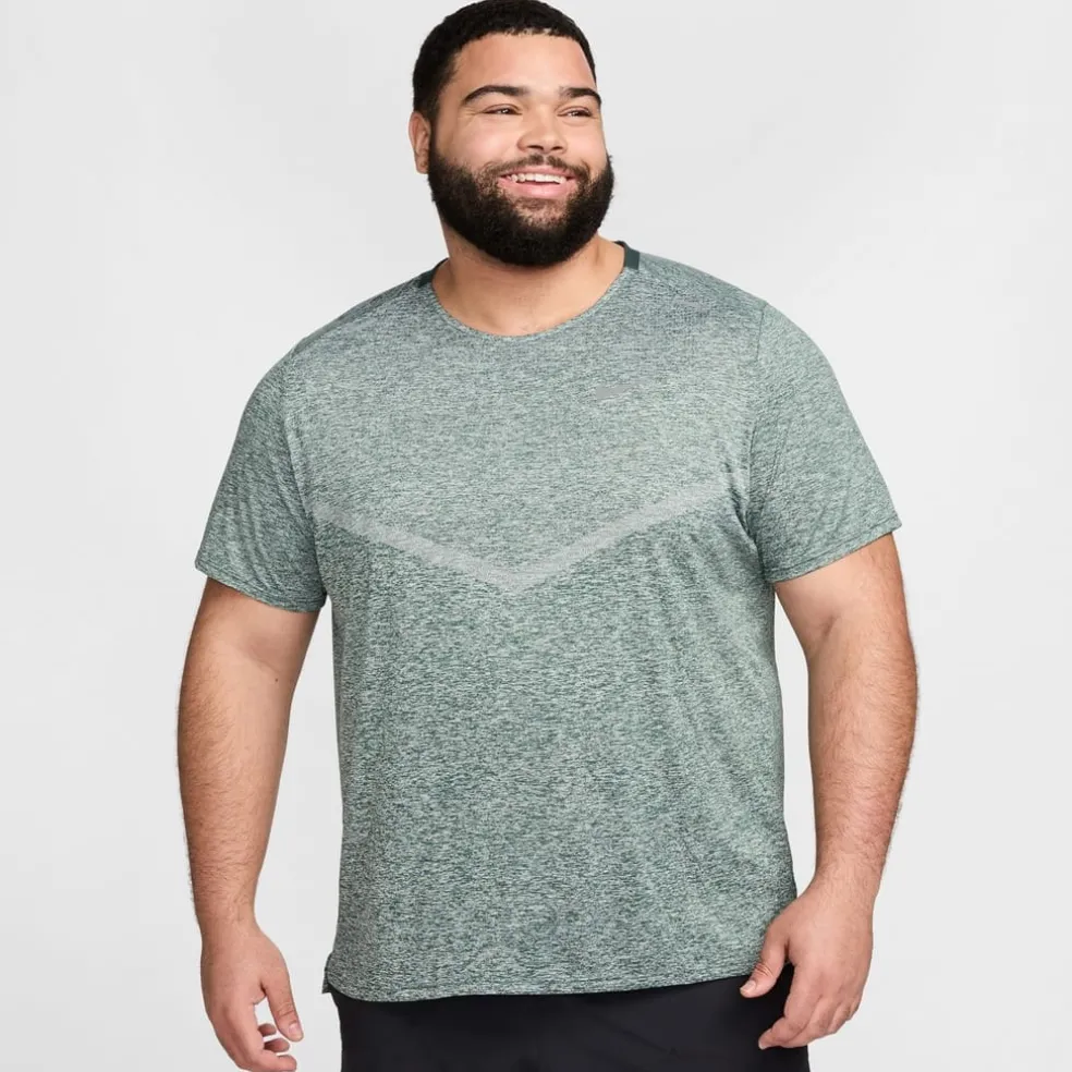 Nike Mens Dri Fit Rise 365 Short Sleeve Running Top in Green