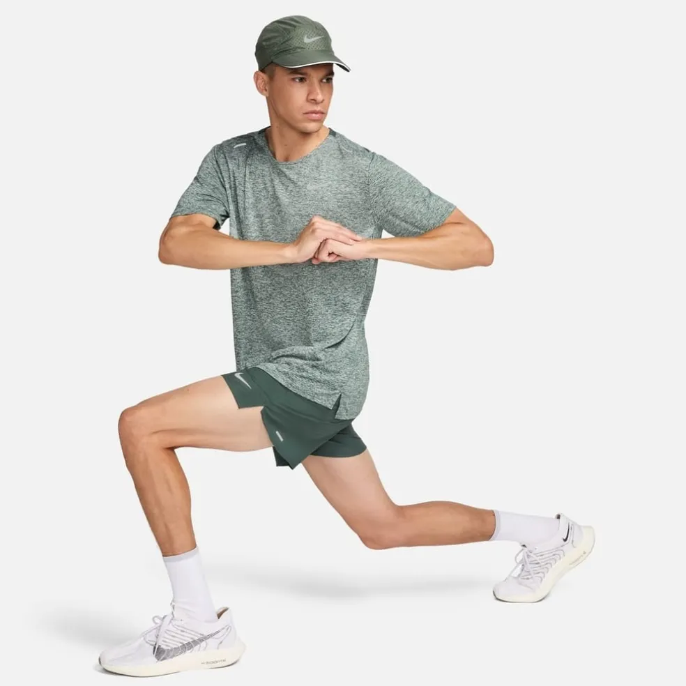 Nike Mens Dri Fit Rise 365 Short Sleeve Running Top in Green