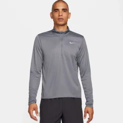 Nike Mens Half Zip Core Long Sleeve Running Top in Grey