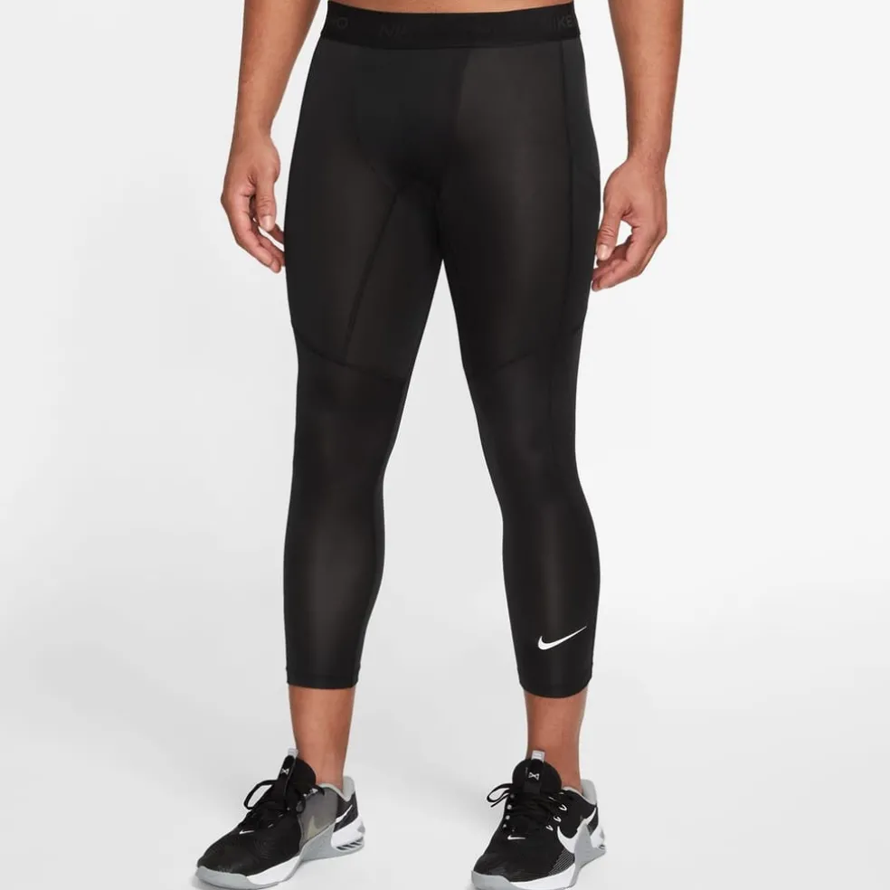 Nike Mens Pro Dri Fit 3 4 Length Fitness Tights in Black