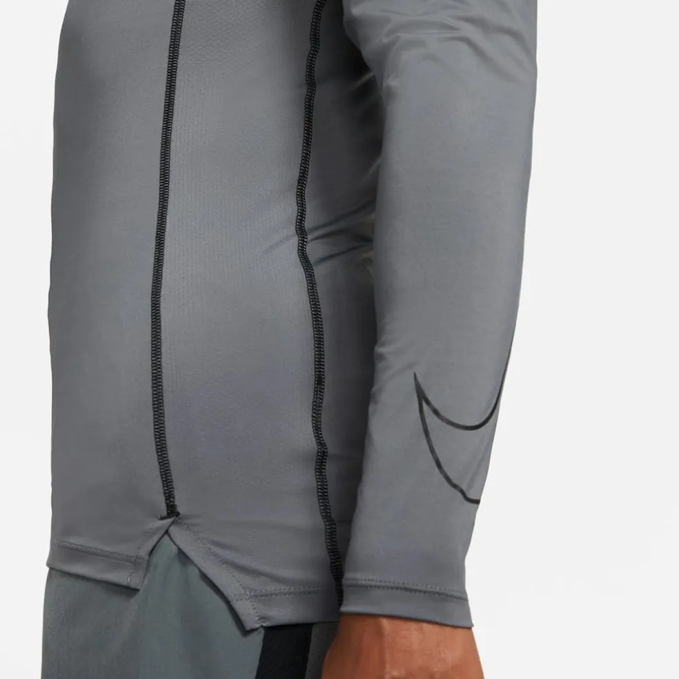 Nike Mens Pro Dri Fit Tight Fit Long Sleeve Top in Grey